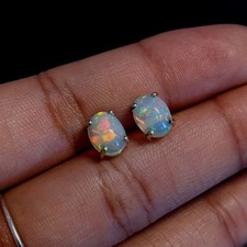 Natural Fire Opal Stud 3x5mm