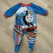 Thomas the Tank Engine Toddler Clothes SZ 12M One Piece Fleece Footie Pajamas