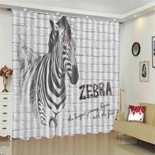Zebra Sky Shine Brightly 3D Blockout Photo Print Curtain Fabric Curtains Window