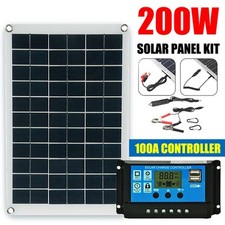 200W Watt Solar Panel Kit Battery Charge Controller 12V 100A For Home RV Boat