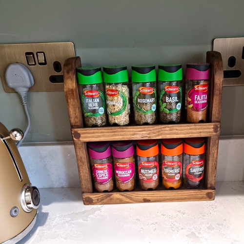 Rustic wooden spice rack - wooden,