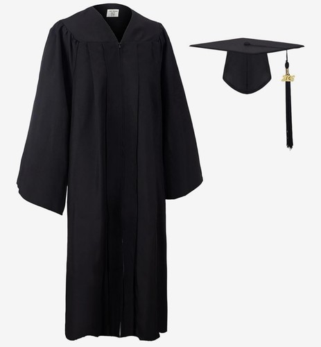 Black graduation gown cap and - black,
