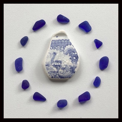 Cobalt blue sea glass - 12,