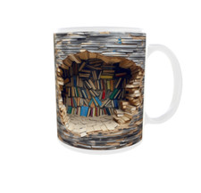 3D Bookshelf Library Book Shelf Mug Coffee Tea Cup Ideal Gift Birthday Christmas