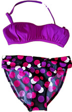 Tesco Holiday Shop 8 Multi Spotted Twist Front Briefs/Halterneck Top Bikini Set