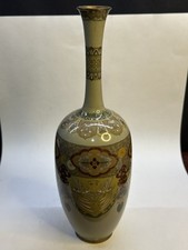 Japanese Meiji Cloisonne 10" Vase Slender Elegant Goldstone detail