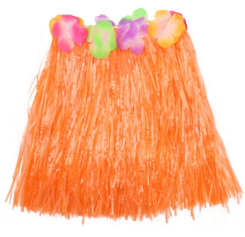 Short orange grass hula skirt - orange,