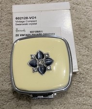 Harrods Vintage Compact Mirror With Swarovski Crystals - New Old Stock In Box