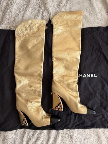 Chanel gold knee - knee, boots