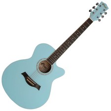 TIGER ACG1-LBL-SM Acoustic Steel String Parlour Guitar - Matte Baby Blue