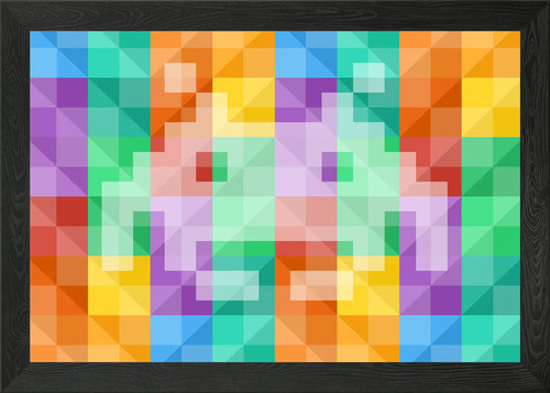 Colorful space invader framed - space,
