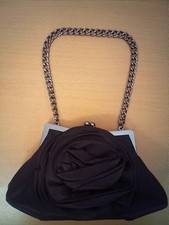 Designer Fenn Wright Manson  Brown silk clutch Bag with handle, evening, Wedding