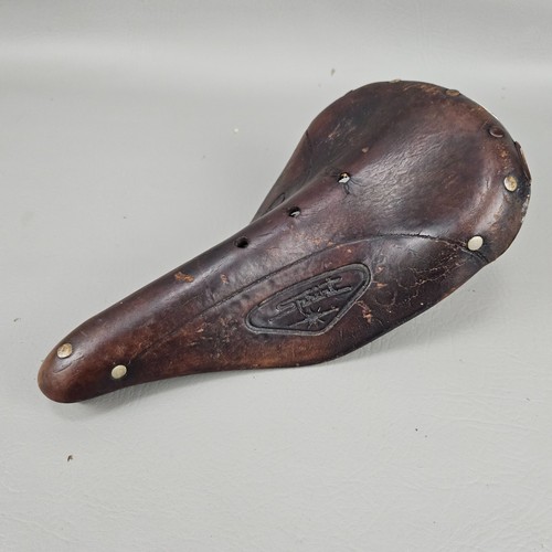 Vintage bicycle leather saddle - leather,