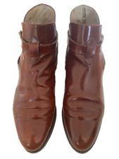 BALLY EQUESTRIAN II Brown Leather VINTAGE RIDING ANKLE BOOTS Size 39 1/2 UK 6.5