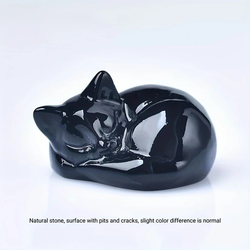 Crystal sleeping cat figurines - crystal,