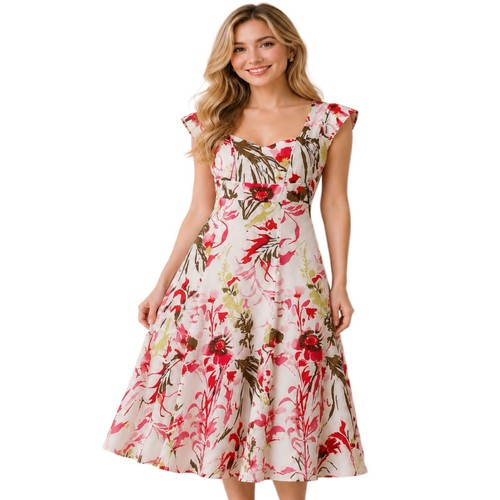 Chianti floral cotton midi - chianti,