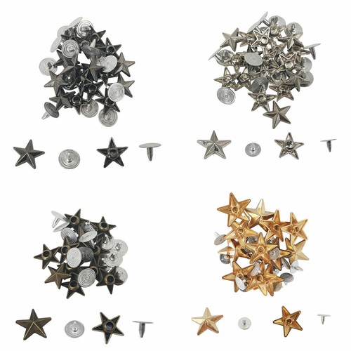 Brass star spike rivets - brass,