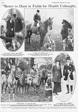 HUNTING Scenes from the Opening Day of the Season - 2x Antique Prints 1924