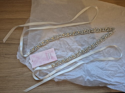 Delicate beaded wedding belt - delicate,