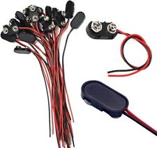 12/30/60 Pcs 9V (9 Volt) Battery Clip Connector w/Leads I-Type Hard Shell Black