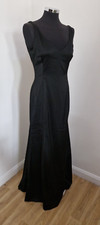 Coast black ball gown 12 open back womens formal maxi satin train long v neck 