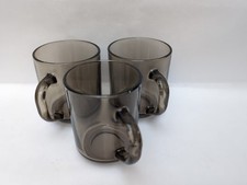 3x Arcoroc Vintage France Brown Smoked Glass Mug 1970s Retro Kitchenalia 1 Small