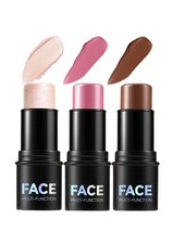 3 Color Cream Contour Kit, Highlighter, Blush, Bronzer, Waterproof, Matte (SET-B