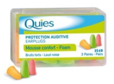 Quies Earplugs Foam 3 Pairs 35 dB Noise Reduction Barrier Against Loud Noise x 1