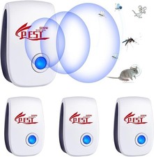 Ultrasonic Pest Repeller Indoor Pest Control Electronic Plug In Effective 4 Pack
