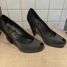 ASH BLACK SATIN PEEP TOE