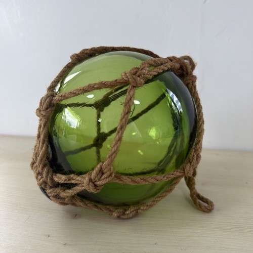 Vintage green glass fish float - glass,