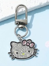 Hello Kitty Sparkly Diamanté Metal Keyring  /Bag Charm / Zipper Puller