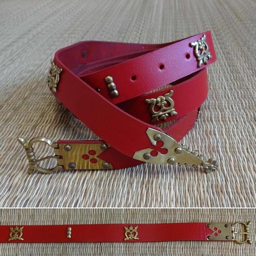 Red leather medieval viking - leather,