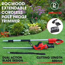 Long Reach Cordless Hedge Trimmer RocwooD Telescopic Pole Cutter Battery Charger