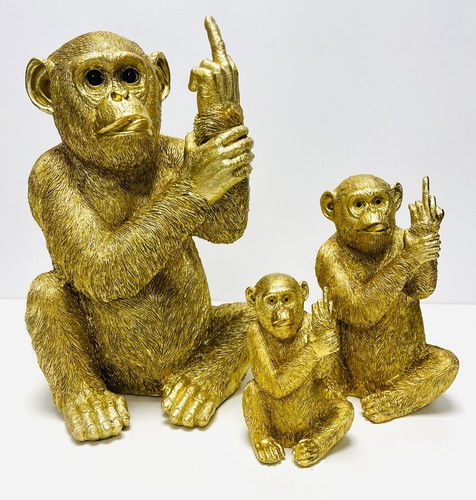 Monkey ornament cheeky - ornament, gold