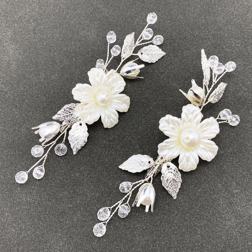 Pearls flower hair clips - clips, 2pcs
