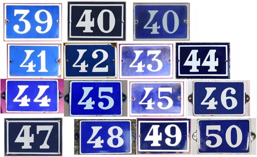 Old blue french house number - old,