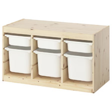 New Ikea Storage combination with boxes, light white stained pine 93x44x52 cm