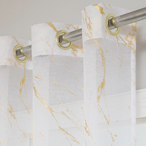 Voile curtain gold silver foil - silver,