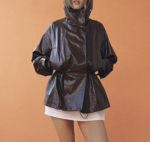 Zara brown faux leather jacket - zara,