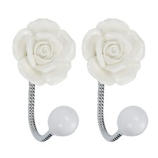 2PCS White Rose Hanger Hooks