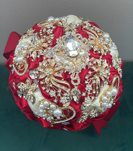 Red artificial satin wedding - red,