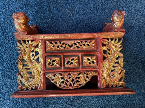 Antique wood peranakan gilded - antique,