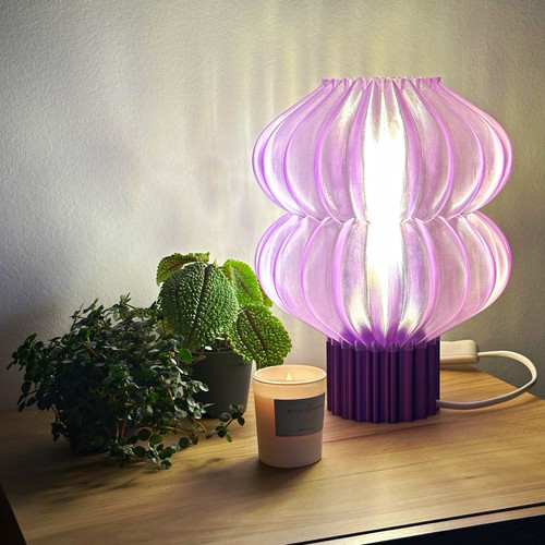 Purple ribbed table lamp - ribbed,