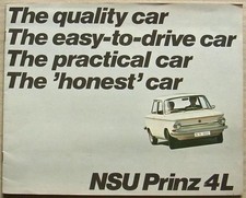 NSU PRINZ 4 LITRE Car Sales Brochure 1970 #VF 2131 440 9936