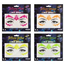 Neon UV Face Jewels by Moon Glow - Festival Face Body Gems, Crystal Make up