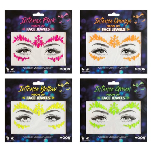 Neon face jewels moon - by,