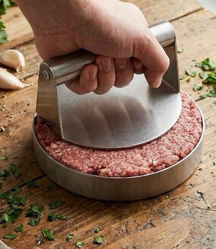 Stainless steel burger presser - steel,