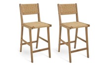 Faro Pair of Woven Oak Bar Stools - Natural