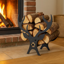 Fire Wood Log Holder Stag Storage Rack Fireside Companion Home Decor Large